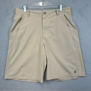 Free‎ Fly Shorts Mens 34 Beige Flat Front Hybrid Stretch Golf Casual Classic